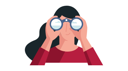 Illustration femme qui regardent avec des jumelles 