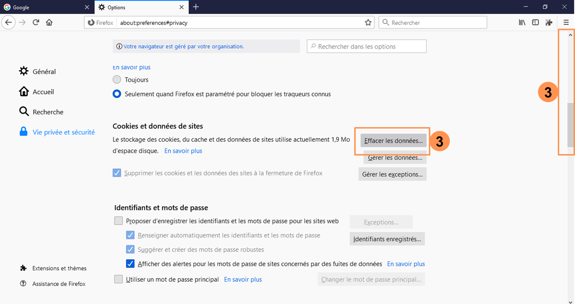 Comment vider son cache sur Firefox étape 3