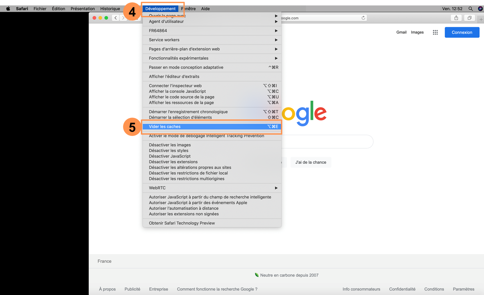 Comment vider son cache sur Safari étape 3