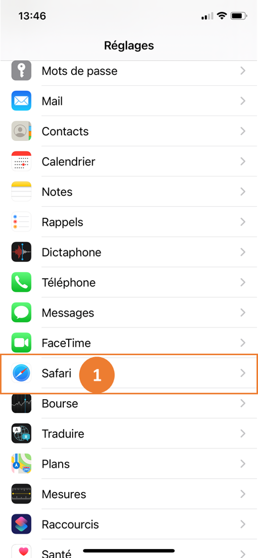 vider son cache sur Safari smartphone étape 1