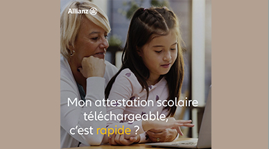 Attestation scolaire de l'agence  Allianz PARIS CARDINET ACCUEIL - Regis CARETTE